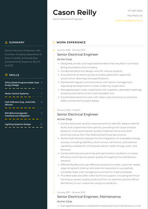 Senior Electrical Engineer Resume Sample and Template