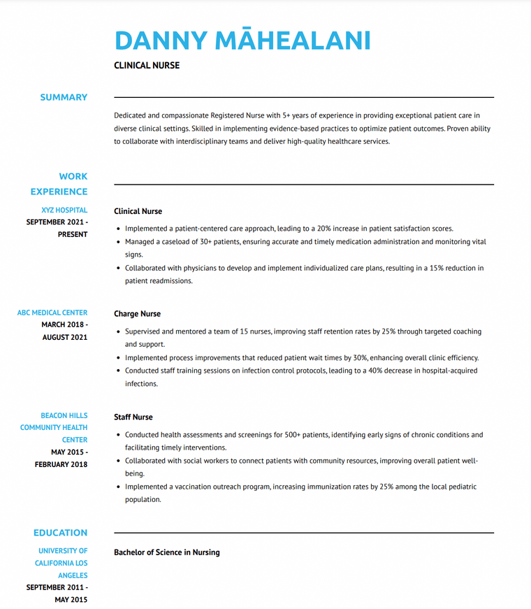 Clinical Medical Resume Template - Arya