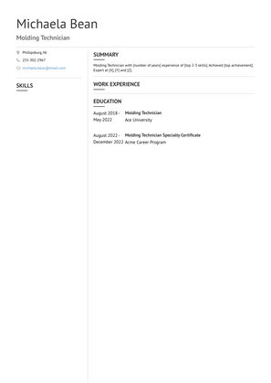 Molding Technician Resume Sample and Template