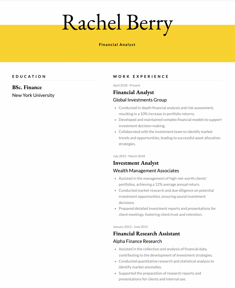 Elegant Color Resume Template