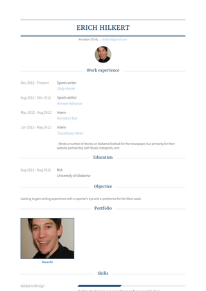 Sports Writer Resume Sample and Template
