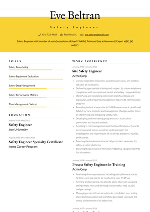 Safety Engineer Resume Sample and Template