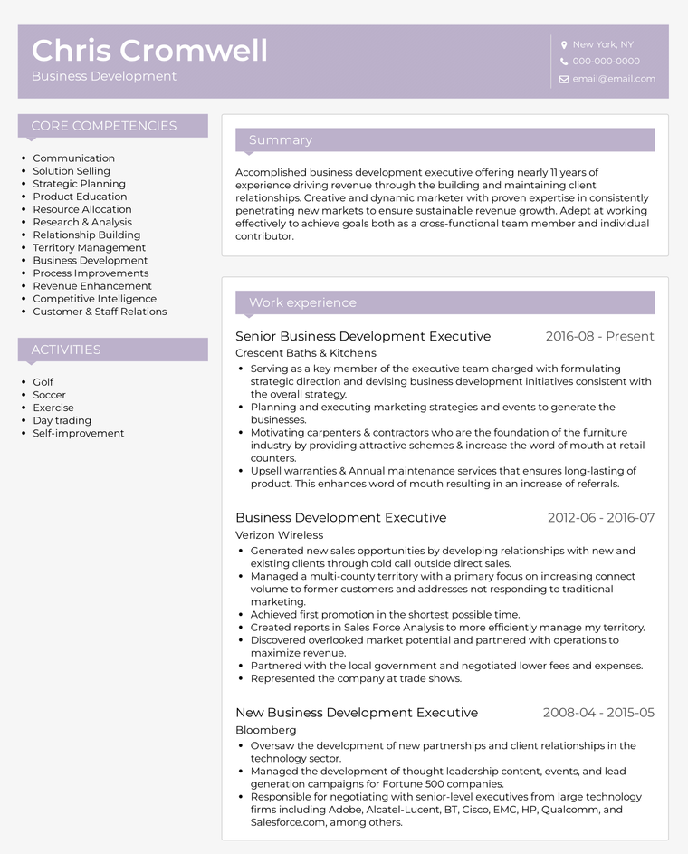 Best Free Resume Template Example: Oak