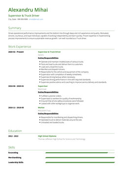 Truck Driver Resume Sample and Template
