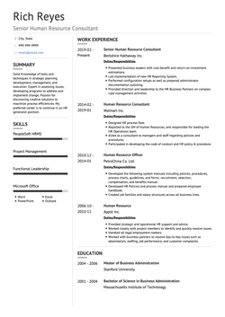 Human Resources Consultant Resume Sample and Template