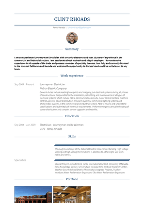 Journeyman Electrician Resume Sample and Template