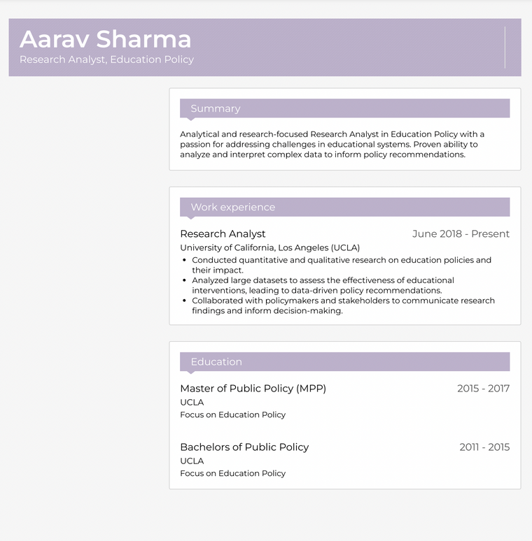 Academic CV Template - Oak