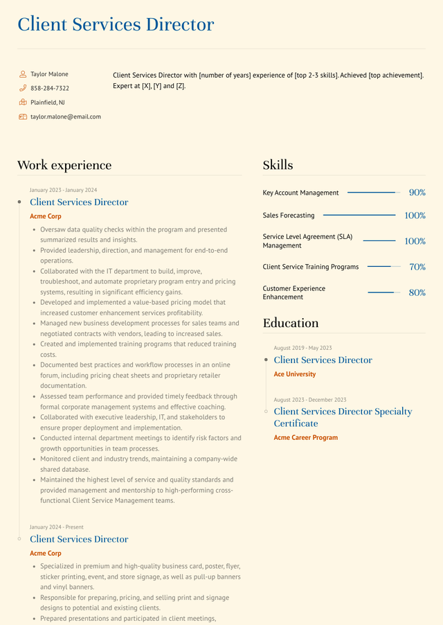 10+ Client Services Director Resume Examples That Work