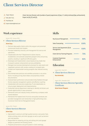 Client Services Director Resume Sample and Template