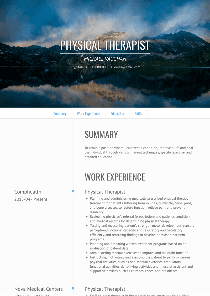 Physical Therapist Resume Sample and Template