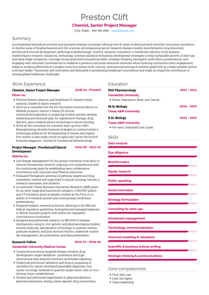 Chemist CV Example and Template