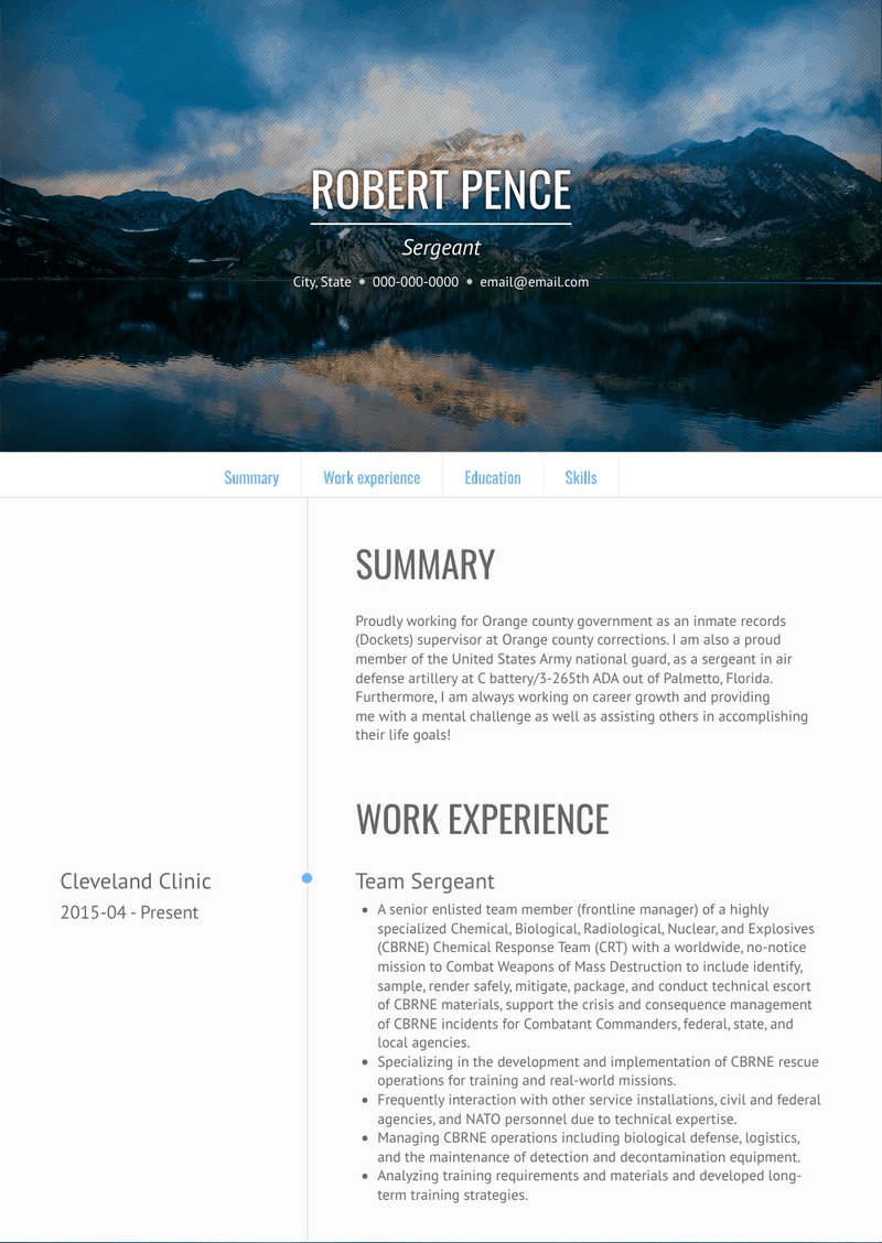 Sergeant Resume Sample and Template