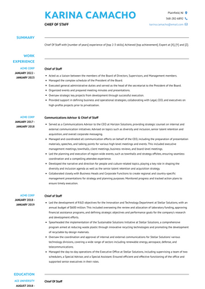 Chief Of Staff Resume Sample and Template