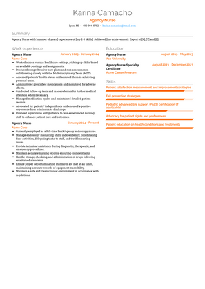 Agency Nurse Resume Sample and Template