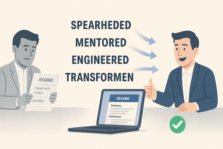 use action verbs on resume using VisualCV