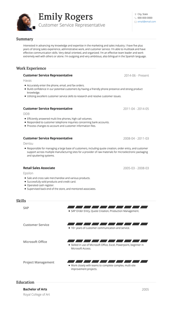 Classic Resume Template and Example - Standard by VisualCV