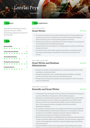 Grant Writer Resume Sample and Template