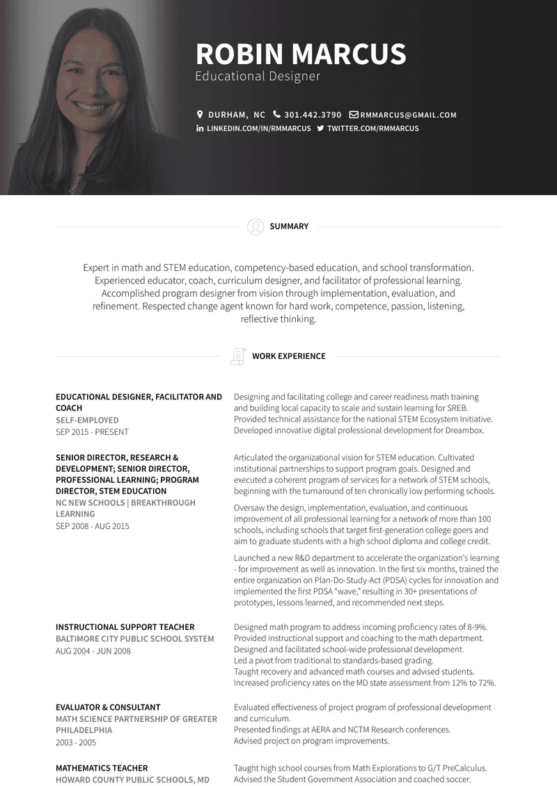 Educational Designer, Facilitator And Coach Resume Sample and Template