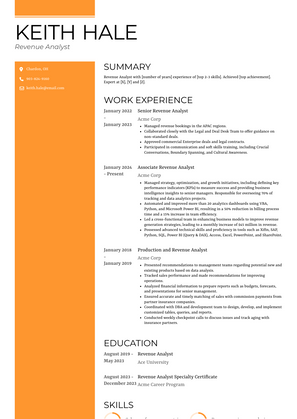 Revenue Analyst Resume Sample and Template