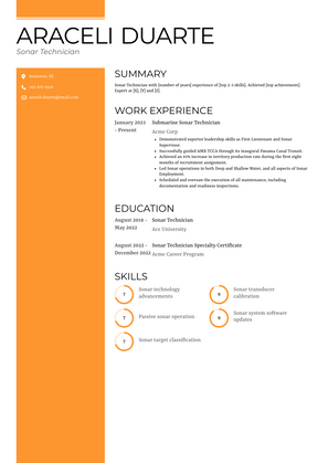 Sonar Technician Resume Sample and Template