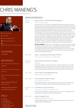 Talents Publicist & Freelance Film Agent  Resume Sample and Template