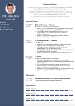 Freiberufler Resume Sample and Template