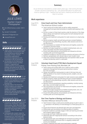 Crew Coach And Crew Team Administrator  Resume Sample and Template
