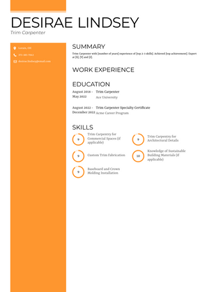 Trim Carpenter Resume Sample and Template