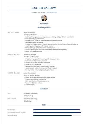 Accountant CV Example and Template