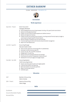 محاسب Resume Sample and Template