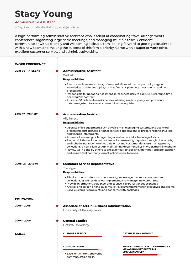 Administrative Assistant CV Example and Template