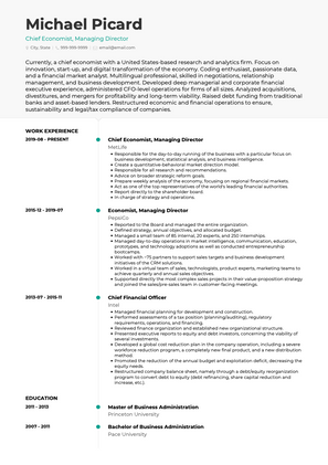 Economist CV Example and Template