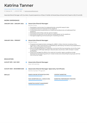 Associate Brand Manager Resume Sample and Template