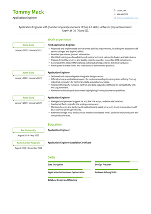 Application Engineer Resume Sample and Template