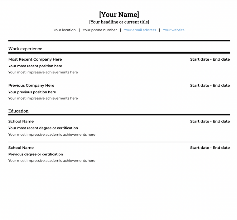 Blank Resume Template - ATS