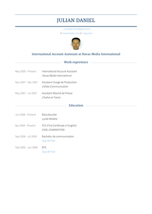 International Account Assistant Resume Sample and Template