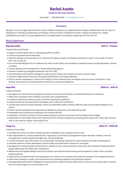 Creative Director Resume Sample and Template