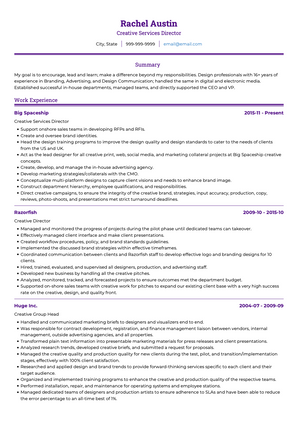 Creative Director CV Example and Template