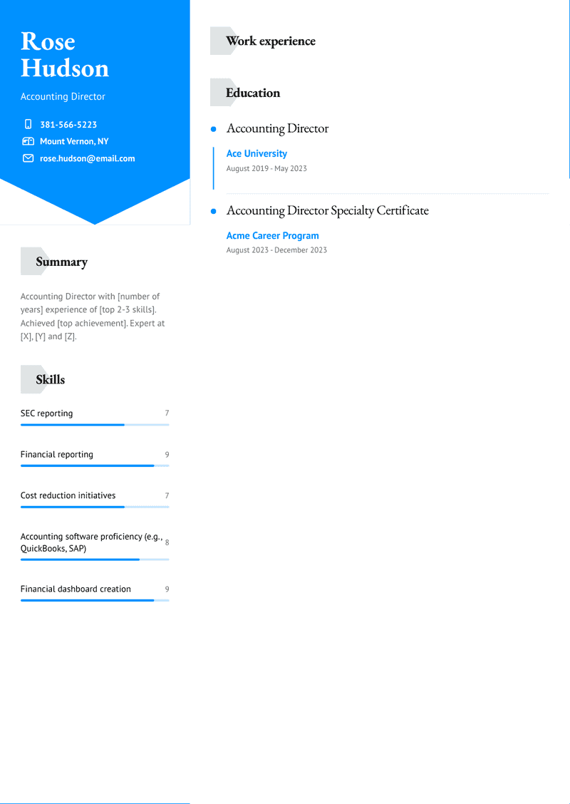 Accounting Director Resume Sample and Template