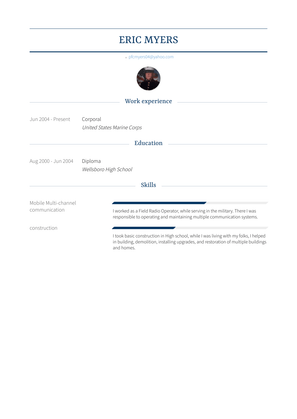 Corporal Resume Sample and Template