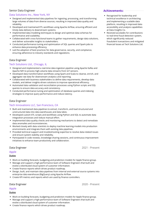 three page resume page 2 example