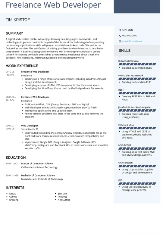 css resume skills