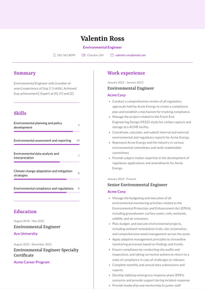 Environmental Engineer Resume Sample and Template