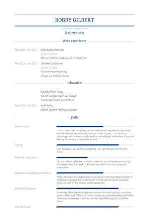 Lead Sales Associate Resume Sample and Template