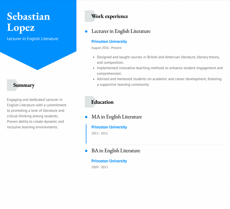 Academic Resume Template - Baker