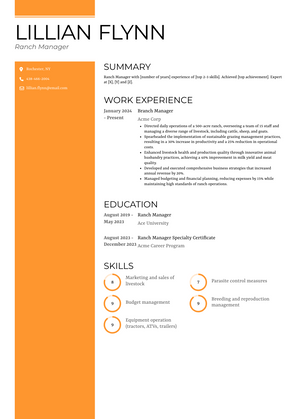 Ranch Manager Resume Sample and Template