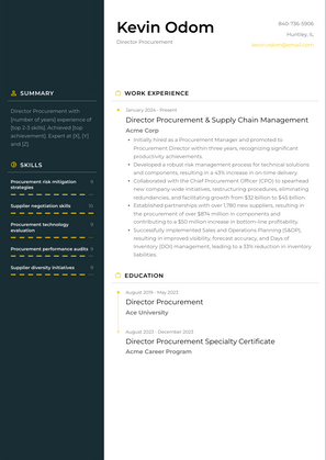 Director Procurement Resume Sample and Template
