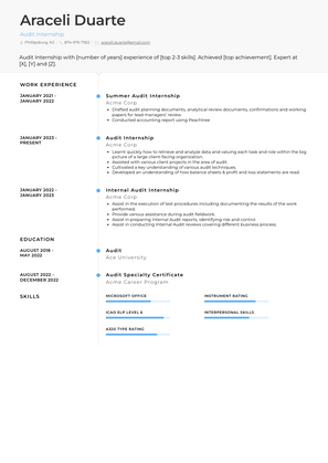 Audit Internship Resume Sample and Template