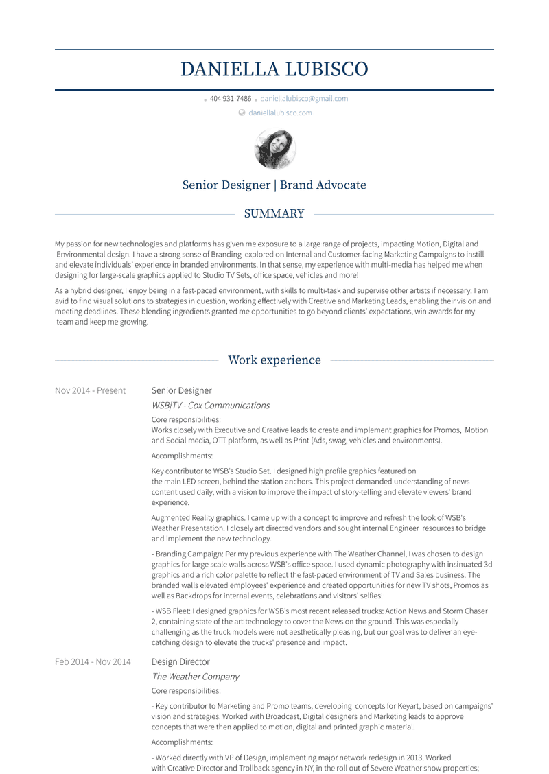 Design Director Resume Sample and Template