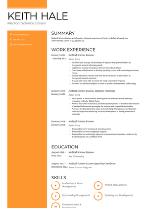 Medical Science Liaison Resume Sample and Template